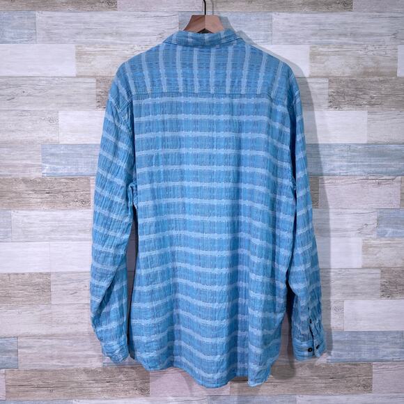 CARBON2COBALT Long Sleeve Cotton Double Cloth Shirt Blue Plaid Mens 2XL XXL - Picture 4 of 6
